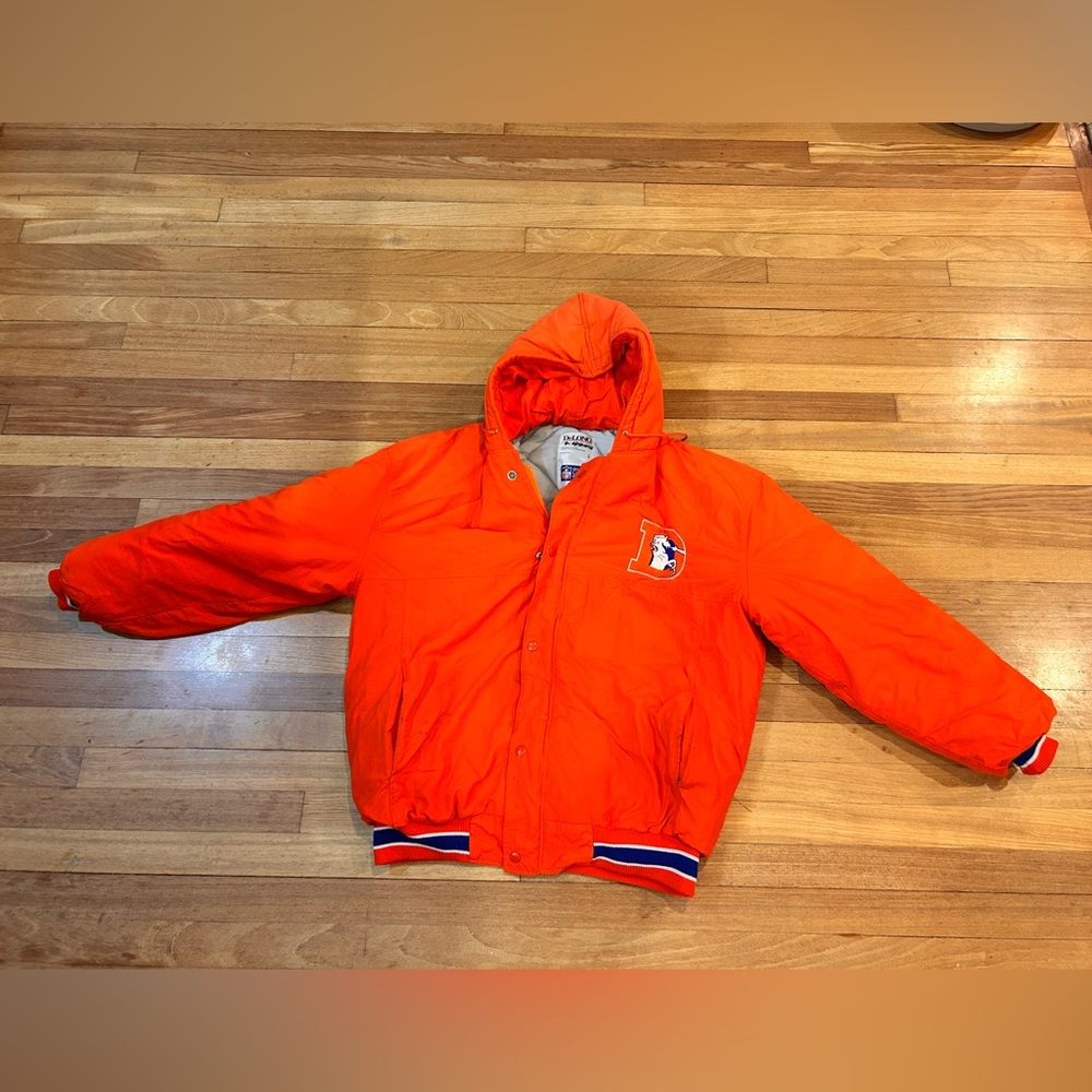 Delong NFL officially Licensed Denver Broncos Hooded Orange Jacket Large Men H15